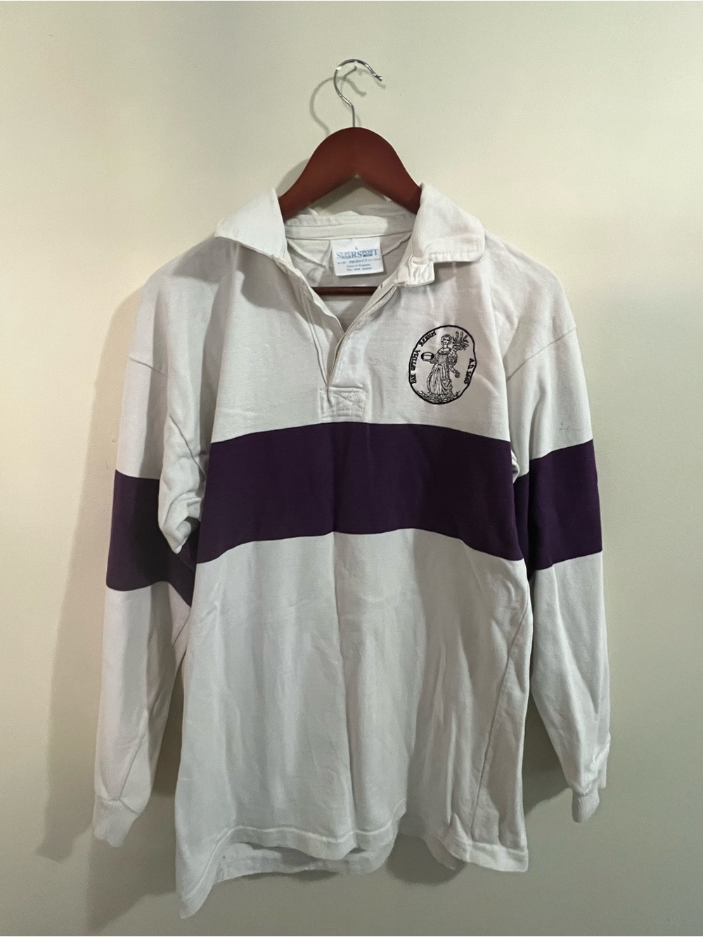 Vtg SuperSport England Rugby Shirt L XL Purple White Stripe Kiel University 7